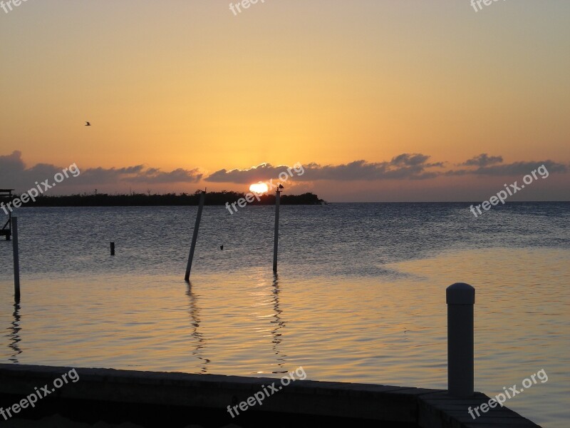 Belize Sunset Water Sky Free Photos