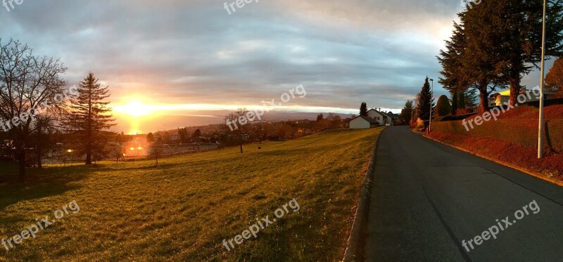 Swiss Sunset Switzerland Landscape Nature