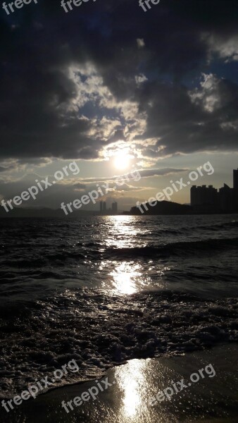 Sea Cloud Thunder Lightning Light Intense Sun Beach Sea Sun Clouds Free Photos