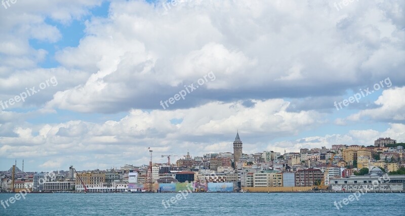 Galata Tower Istanbul Turkey Landscape On