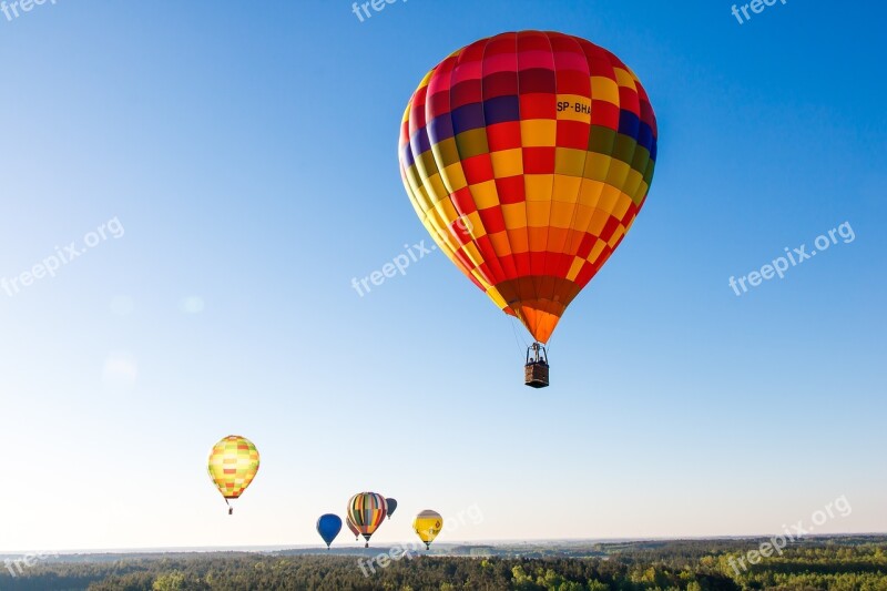 Balloons Flying Colorful Air Sky