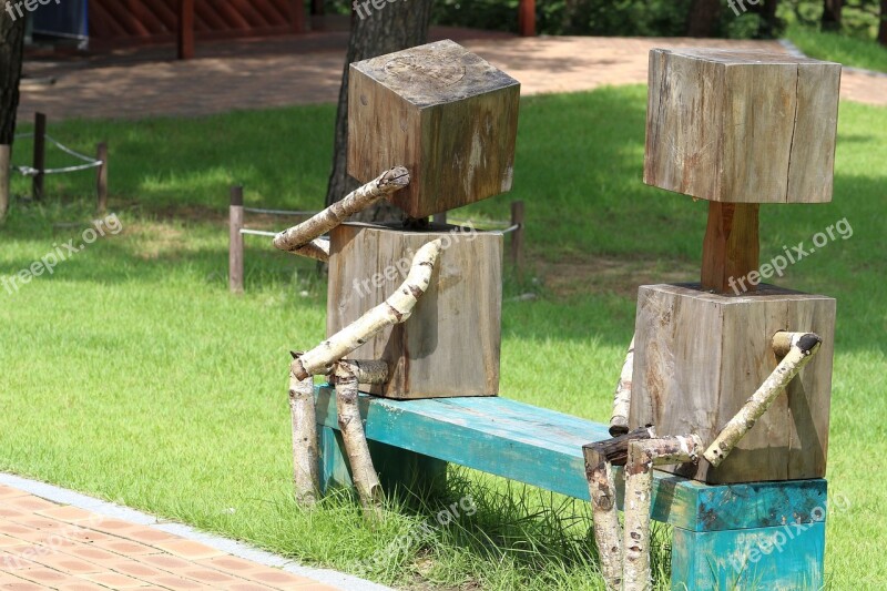 Park Wood Man Bench Landscape