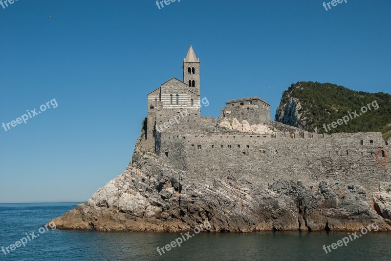 Italy Portovenere Church Wall Cliff