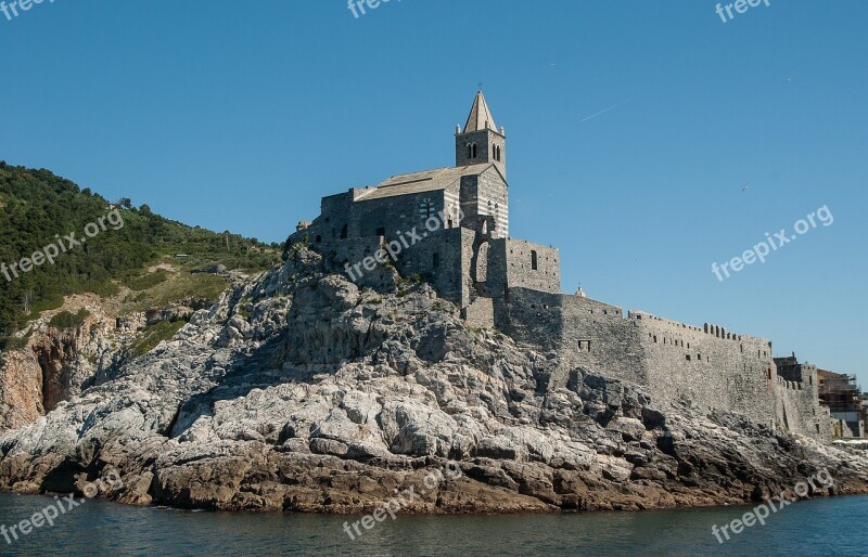 Italy Portovenere Church Wall Cliff