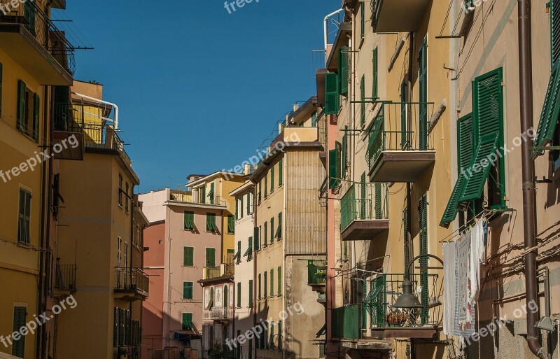 Italy Cinque Terre Riomaggiore Lane Balconies