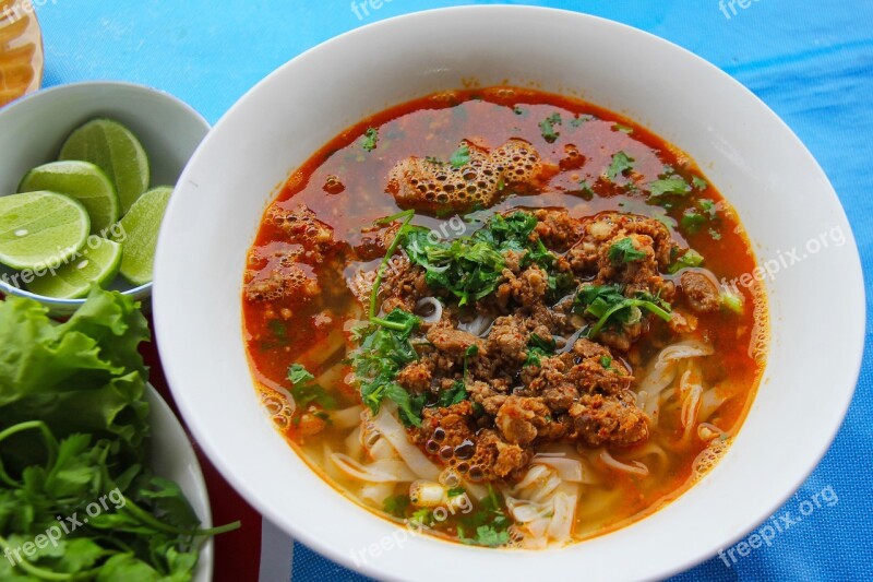 Noodle Lao Food Minced Pork Chilli Limes