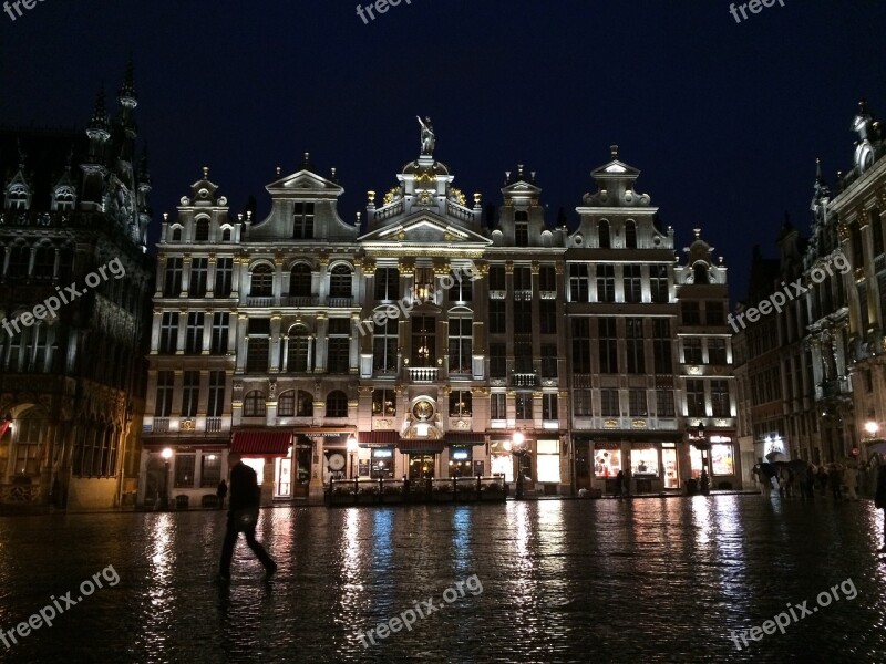 Buxelas Grand-place Rainy Night Free Photos