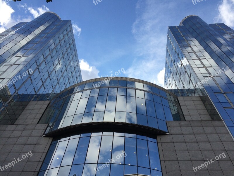 Sky Building Mirrored The European Parliament Brussels Free Photos