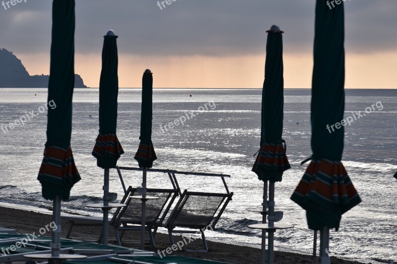 Beach Sea Sun Loungers Parasols Holidays