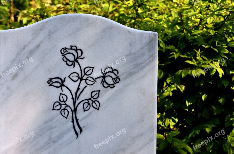 Marble Plathe Tombstone Roses Cemetery Free Photos