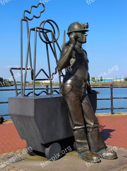 Miner Sculpture Bronze Figure Statue