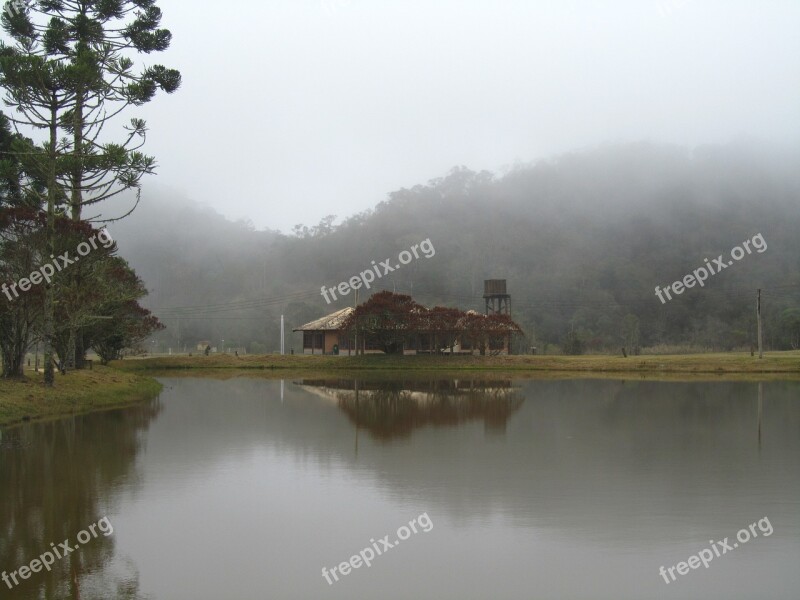 Lake House Lake Fog Eerie Free Photos