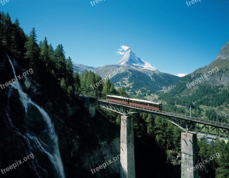 Matterhorn Train Viaduct Bridge Mountain