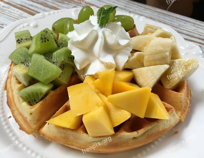 Afternoon Tea Waffles Fruit Free Photos