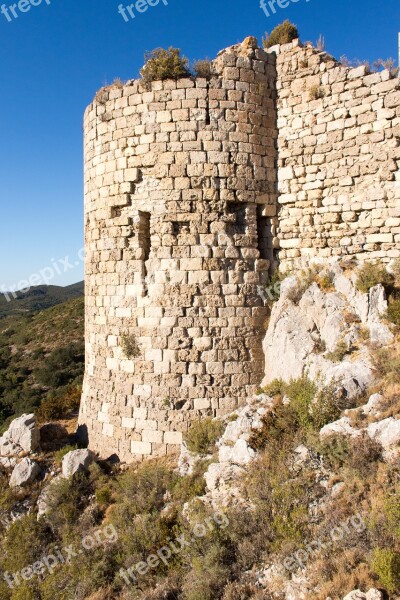 Castle Puivert Tower Middle Ages Architecture