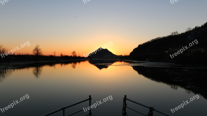 Sunset Yalu River North Korea Free Photos