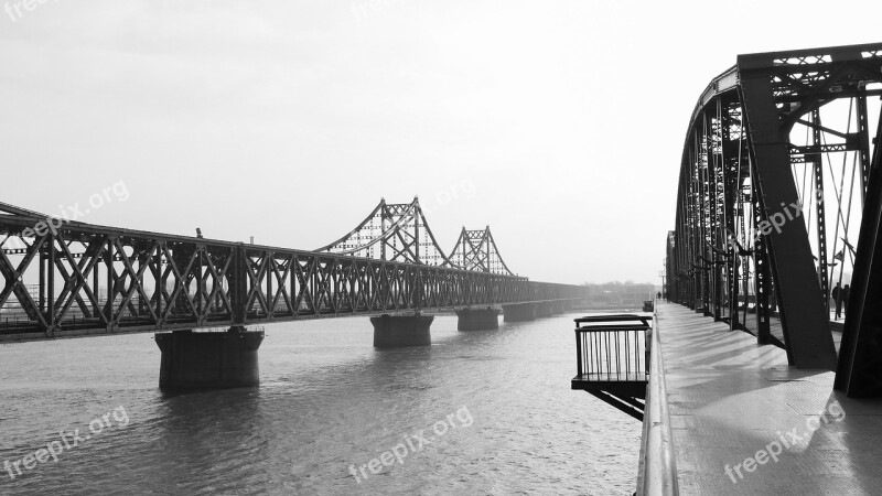 Bridge Yalu River North Korea Free Photos