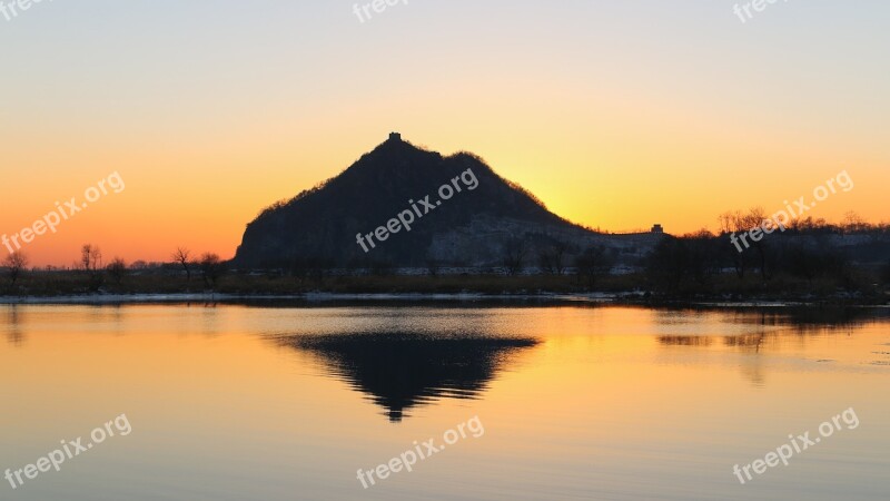 North Korea Sunset Yalu River Free Photos