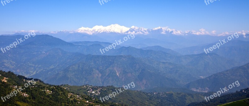 India Kangchenjunga Mountain Landscape Travel