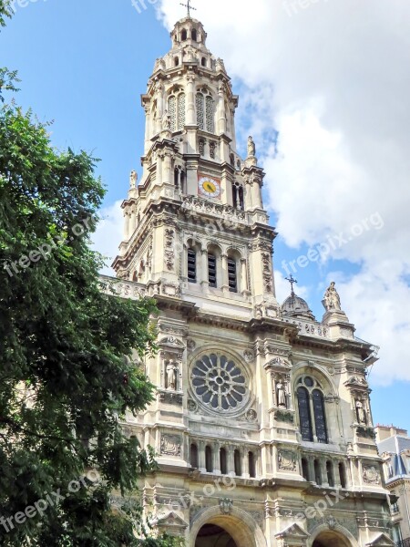 Paris Trinity Church Sculptures Pediment