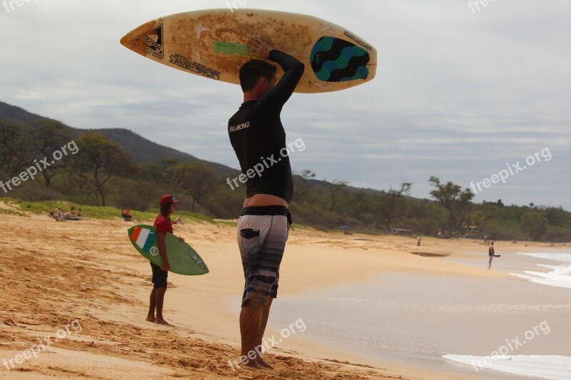 Beach Surfboard Surfer Maui Hawaii