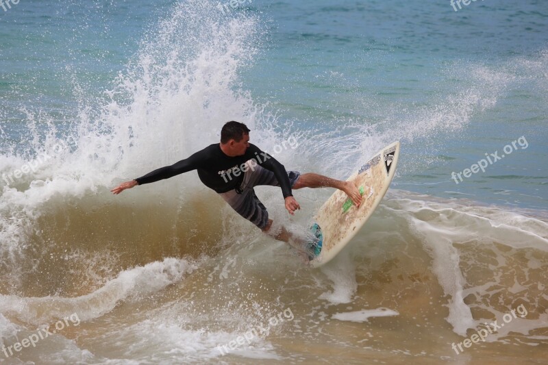 Surfer Maui Sea Beach Wave