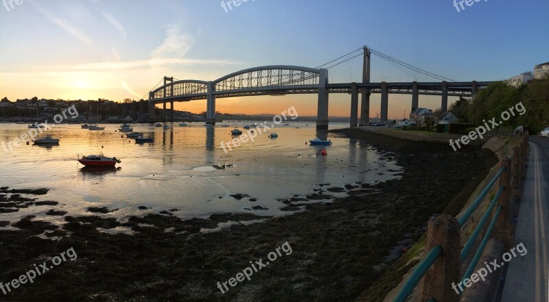 Plymouth Tamar Bridge Bridge Cornwall Uk