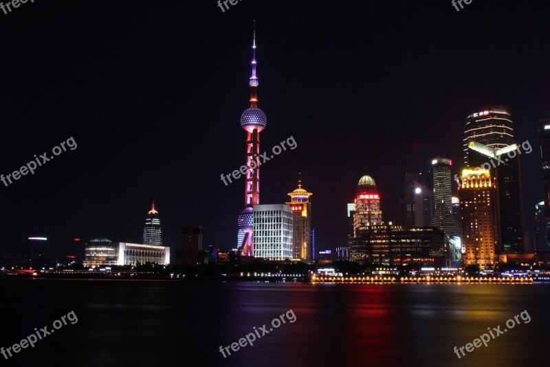 Night View Shanghai The Bund Free Photos