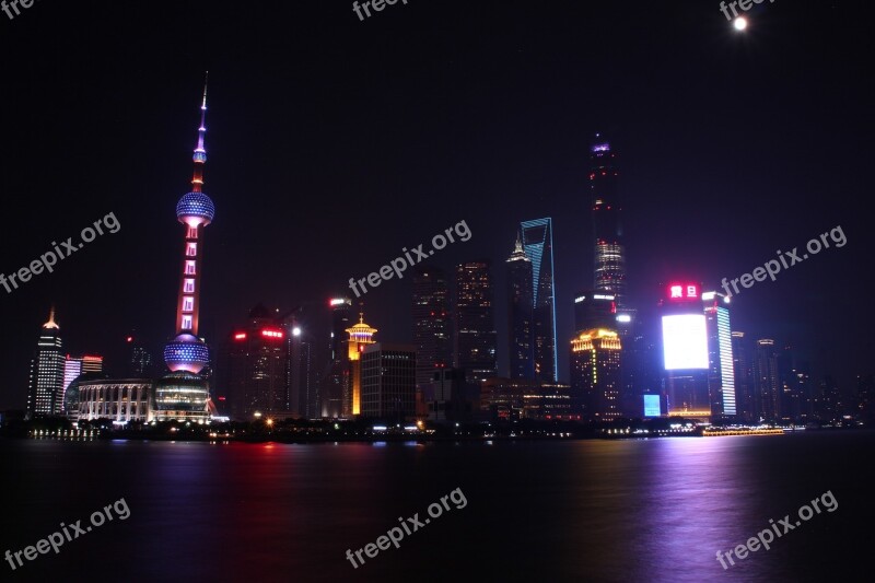 Night View Shanghai The Bund Free Photos