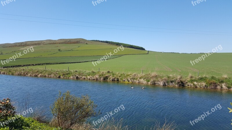 Countryside Hillside Rural Landscape Meadow