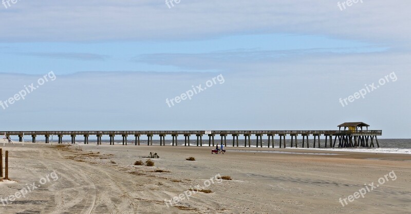 Savannah Beach Bridge Nature Himmel