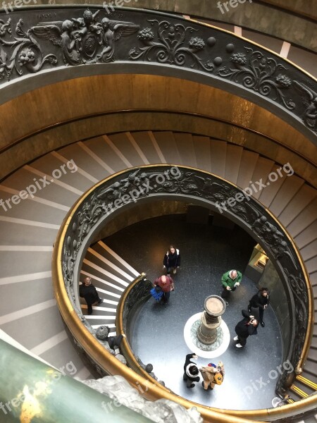 Vatican Spiral Steps Rome Staircase Old