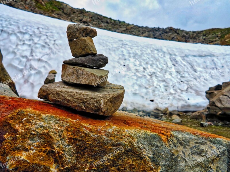 The Stones Snow Norway Rocks Mountains