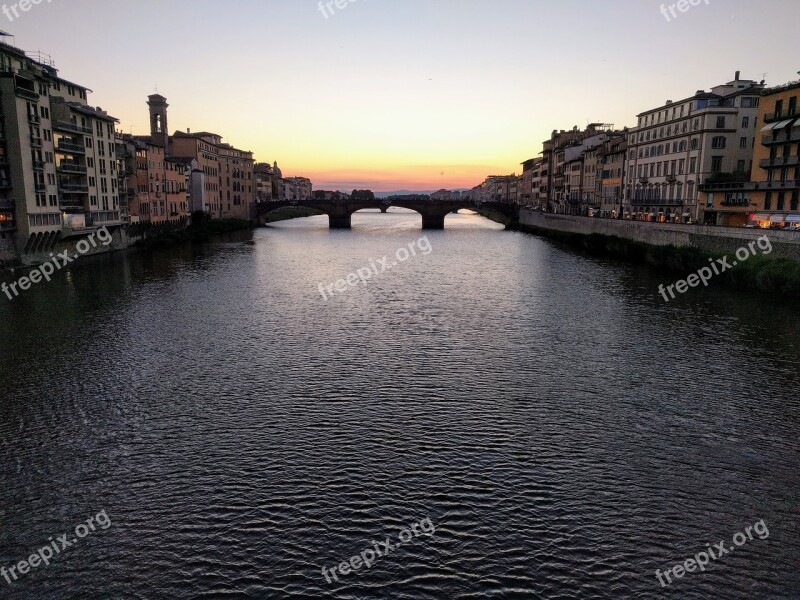 Sunset River Arno Landscape Bridge