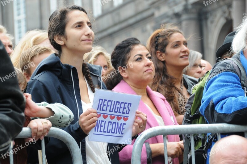 Refugees Welcome Demonstration Copenhagen 2015 In Front Of The Parliament