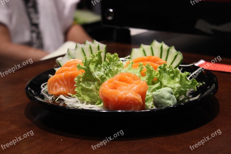 Salmon Japanese Food Gastronomy Free Photos