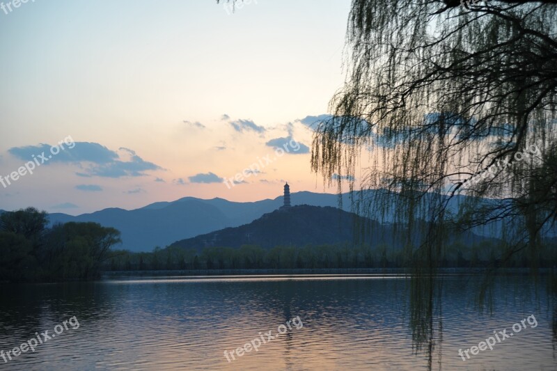 Yuquan Mountain Sunset Overlooking The Free Photos