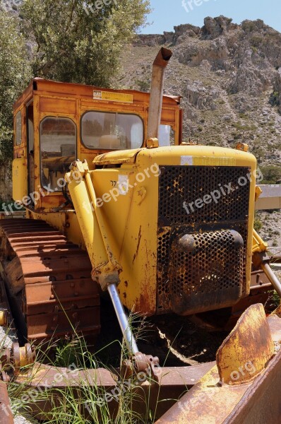 Construction Vehicle Construction Machine Bulldozer Caterpillar Old