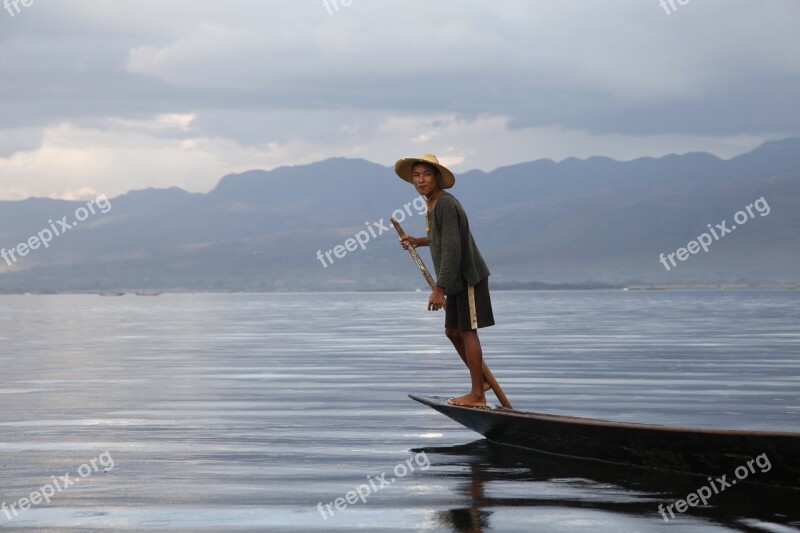 Lake Inle Lake Burma Myanmar Canoe