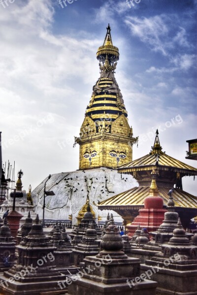 Monkeytemple Soyambhu Nepal Stupa Monkey