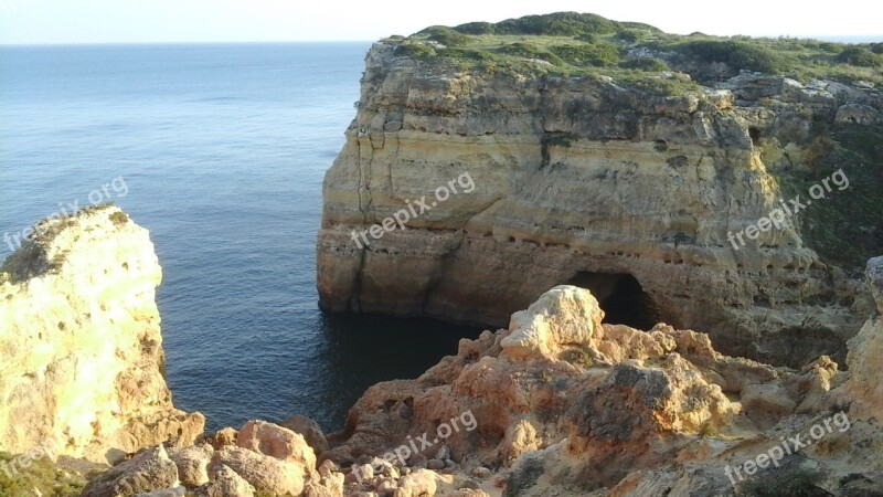 Cliff Sandstone Layers Rock Ocean