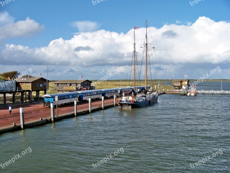 Wangerooge Train Ship Port Motifs North Sea Coast