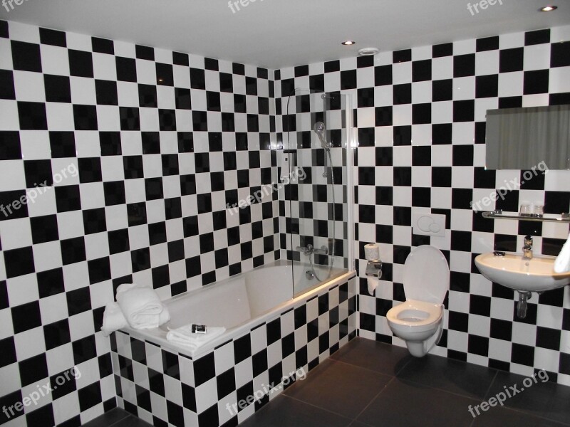 Bathroom Toilet Black White Bath Free Photos