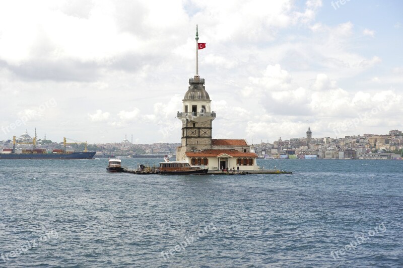 Throat Istanbul Beautiful Maiden's Tower Kiz Kulesi Sky