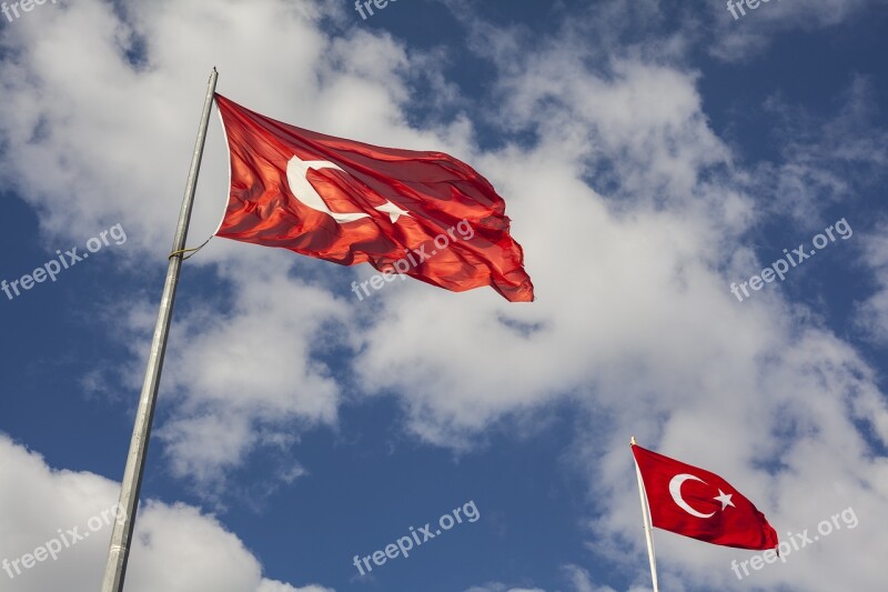 Flag Red Independence Turkey White