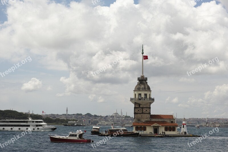 Maiden's Tower Kiz Kulesi Istanbul Turkey In The Water Uskudar