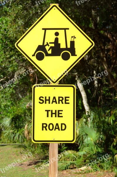 Golf Cart Crossing Sign Share The Road Golf