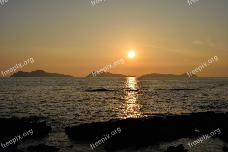 Cies Island Sunset Out Stai Vigo Free Photos