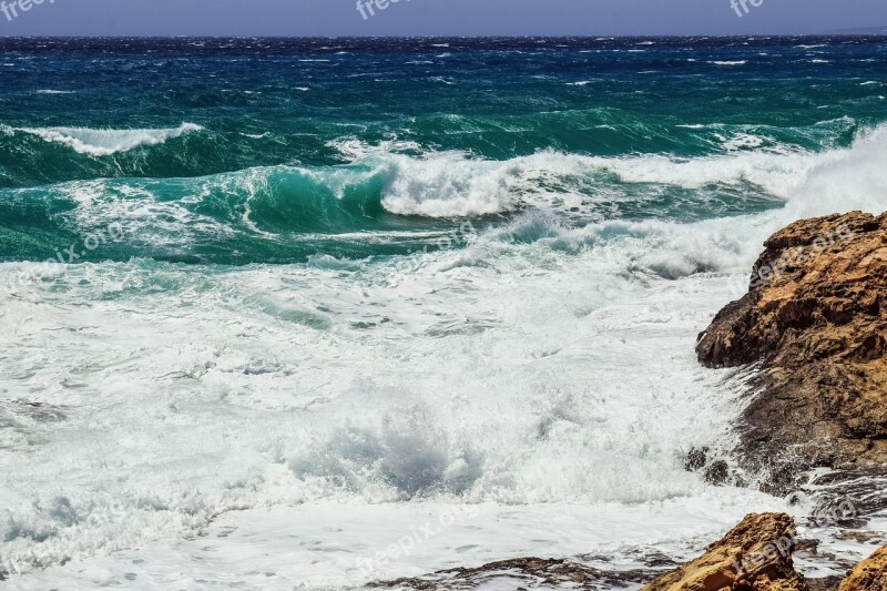 Rough Sea Rocky Coast Waves Nature Windy