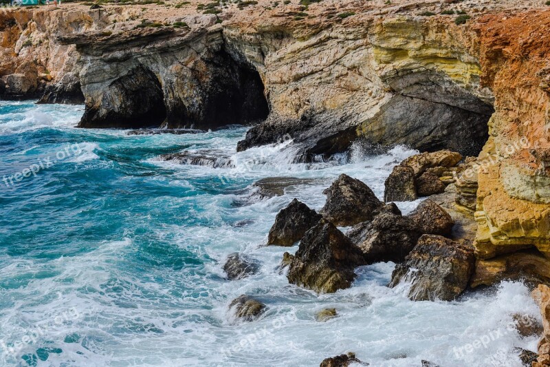 Rocky Coast Sea Caves Waves Coast Sea